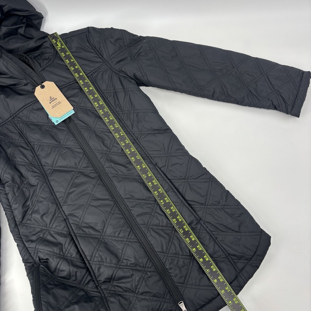 prAna Esla Hooded Coat Jacket Black Women Small Water Resistant Recycled Fabric - Picture 6 of 10